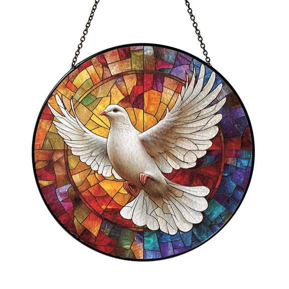 Nature Bird Stained Glass Style Panel – Artistic Window Decoration
