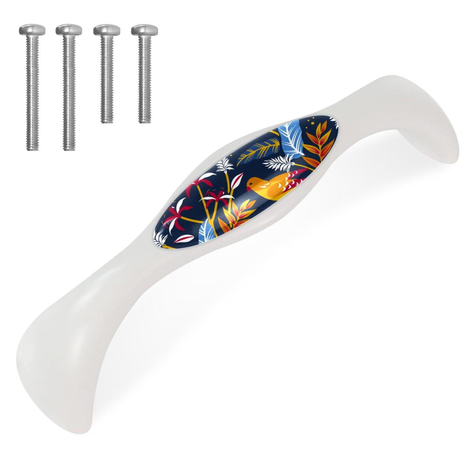 Nature Birds Knob 4 Pack Arched Drawer Pulls Crystal Glass White Knobs