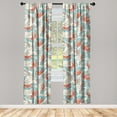 thumbnail image 1 of Nature Boho Window Curtains, Simple Design Drawn Butterfly Pattern with Floral Silhouettes Print, Lightweight Decor 2-Panel Set with Rod Pocket, Pair of - 28"x63", Coral Deep Sky Blue, by Ambesonne, 1 of 3