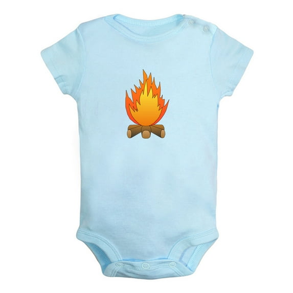 Nature Bonfire Pattern Rompers For Babies, Newborn Baby Unisex Bodysuits, Infant Jumpsuits, Toddler 0-24 Months Kids One-Piece Oufits (Blue, 0-6 Months)