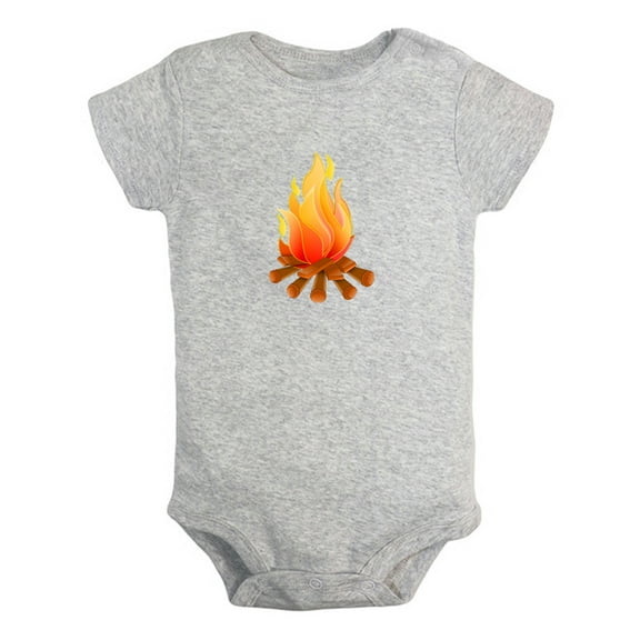 Nature Bonfire Pattern Rompers For Babies, Newborn Baby Unisex Bodysuits, Infant Jumpsuits, Toddler 0-24 Months Kids One-Piece Oufits (Gray, 0-6 Months)