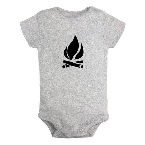 Nature Bonfire Pattern Rompers For Babies, Newborn Baby Unisex Bodysuits, Infant Jumpsuits, Toddler 0-24 Months Kids One-Piece Oufits (Gray, 18-24 Months)