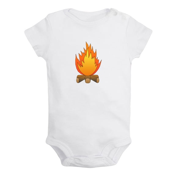 Nature Bonfire Pattern Rompers For Babies, Newborn Baby Unisex Bodysuits, Infant Jumpsuits, Toddler 0-24 Months Kids One-Piece Oufits (White, 18-24 Months)