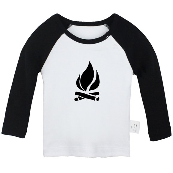 Nature Bonfire Pattern T shirt For Baby, Newborn Babies T-shirts, Infant Tops, 0-24M Kids Graphic Tees Clothing (Long Black Raglan T-shirt, 6-12 Months)