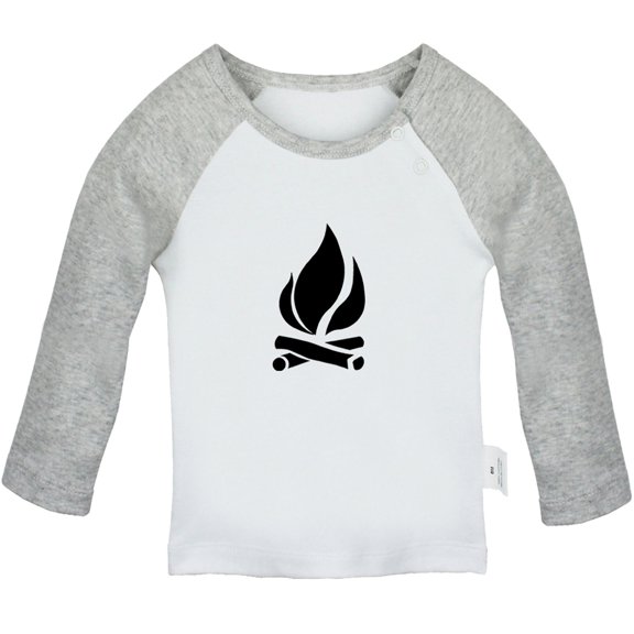Nature Bonfire Pattern T shirt For Baby, Newborn Babies T-shirts, Infant Tops, 0-24M Kids Graphic Tees Clothing (Long Gray Raglan T-shirt, 12-18 Months)