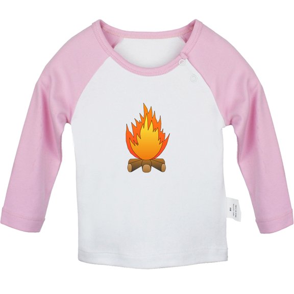 Nature Bonfire Pattern T shirt For Baby, Newborn Babies T-shirts, Infant Tops, 0-24M Kids Graphic Tees Clothing (Long Pink Raglan T-shirt, 0-6 Months)
