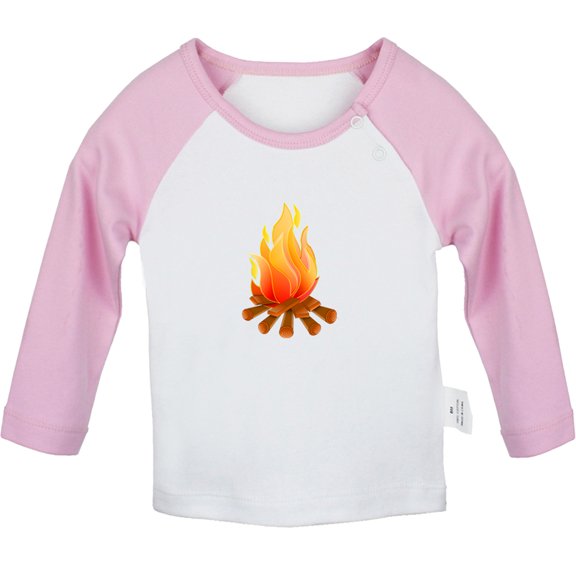 Nature Bonfire Pattern T shirt For Baby, Newborn Babies T-shirts, Infant Tops, 0-24M Kids Graphic Tees Clothing (Long Pink Raglan T-shirt, 12-18 Months)
