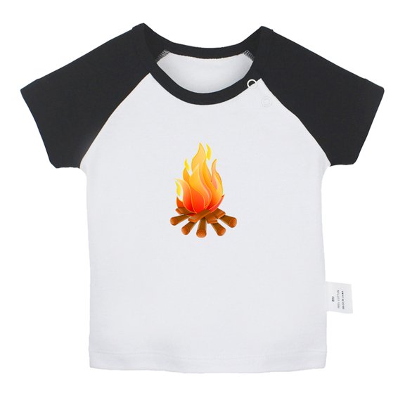 Nature Bonfire Pattern T shirt For Baby, Newborn Babies T-shirts, Infant Tops, 0-24M Kids Graphic Tees Clothing (Short Black Raglan T-shirt, 6-12 Months)