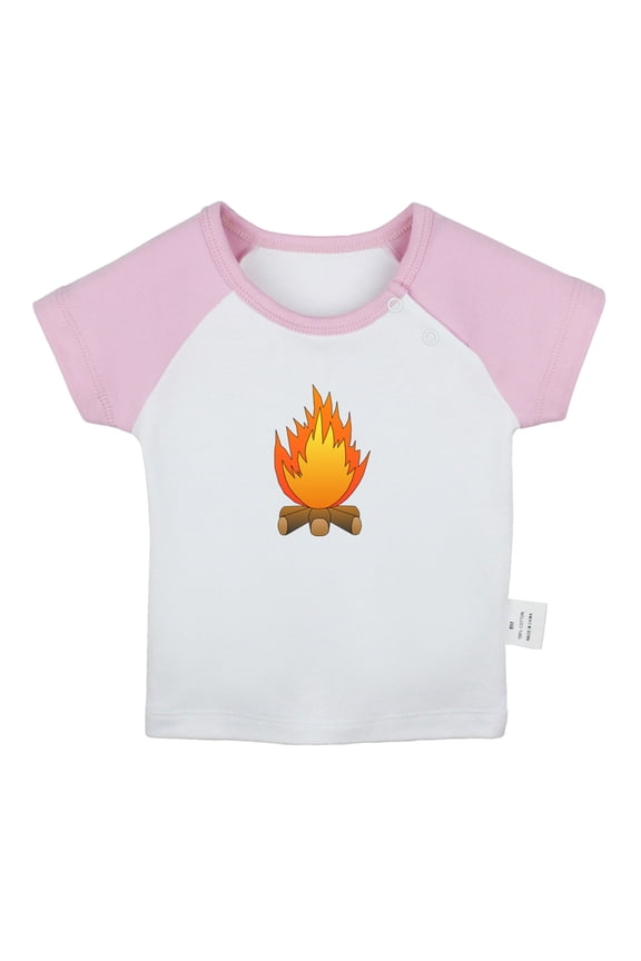 Nature Bonfire Pattern T shirt For Baby, Newborn Babies T-shirts, Infant Tops, 0-24M Kids Graphic Tees Clothing (Short Pink Raglan T-shirt, 0-6 Months)