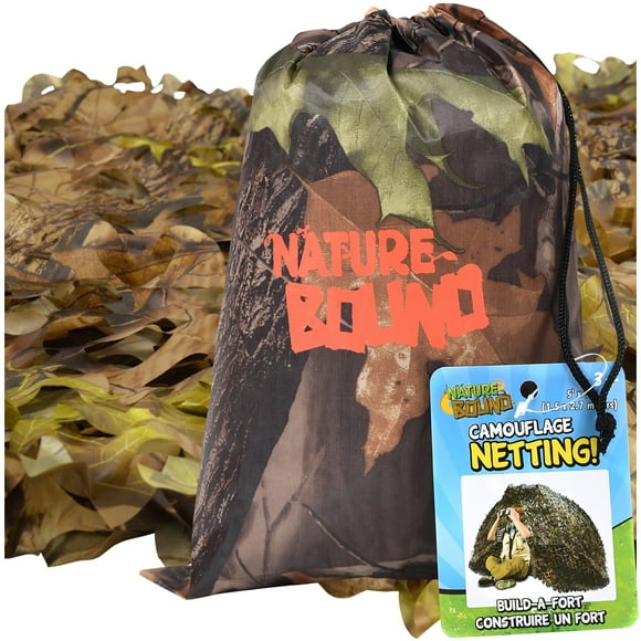 Nature Bound: Camouflage Netting - 9 x 5' Build-A-Fort, Realistic Leaf Pattern, Camping-Hiking-Hunting, Carry Bag, Indoor-Outdoor Exploration, Kids 3+