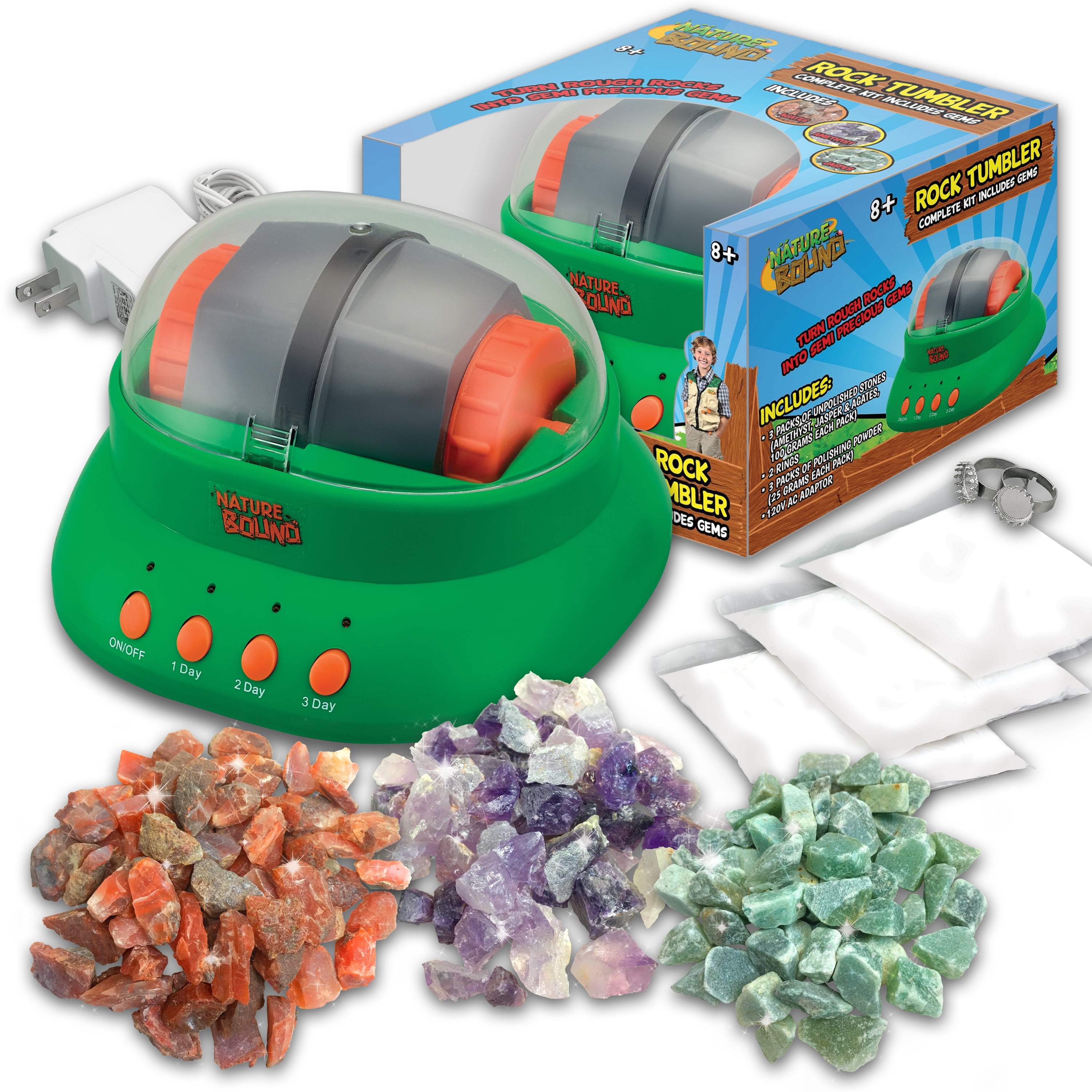 Rock Polisher with Rough Gemstones Rock Tumbler Kit Great Science Kit Gifts
