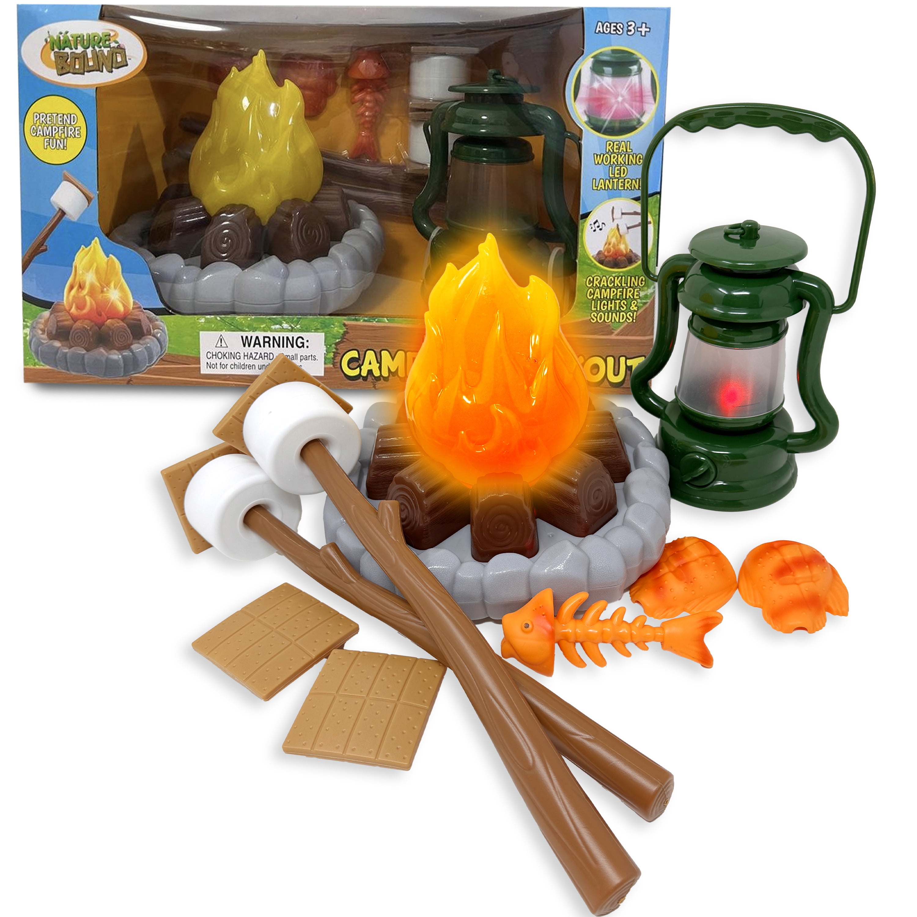 Nature Bound Kids Camping Playset - Light-Up Campfire Toy Set for ...