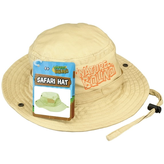 Nature Bound: Explorer Safari Hat - Khaki - Durable & Machine Washable, Sun Protection, Lightweight & Breathable, Outdoor, Adjustable Strap, Kids 4+