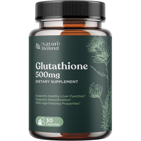 Nature Bound 500 mg Glutathione with Milk Thistle Extract and Alpha Lipoic Acid, 30 Capsules