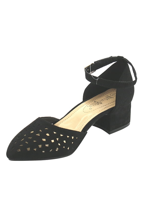 Apex-01 Women's Ankle Strap Pointy Toe Cut Out D'Orsay Dress Pumps BLACK 10