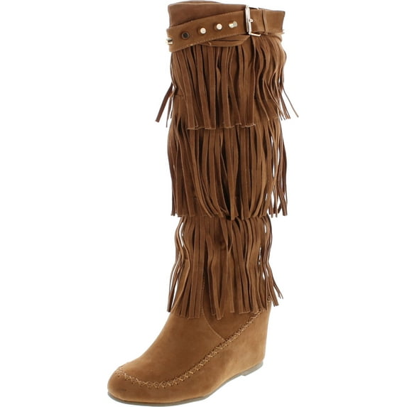 Nature Breeze Bridget-02Hi Moccasin Fringe Fashion Boots