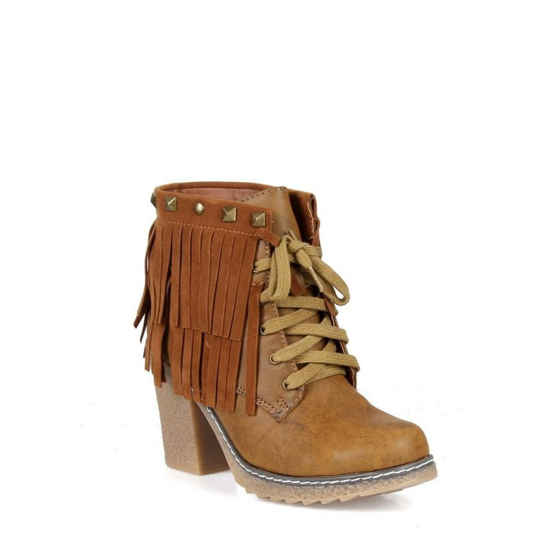 Tan chunky deals heel booties