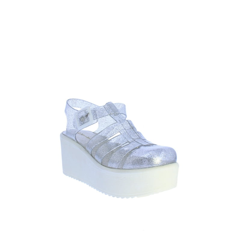 Nature Breeze Disco 02 Jelly Platform Sandal in Clear Walmart