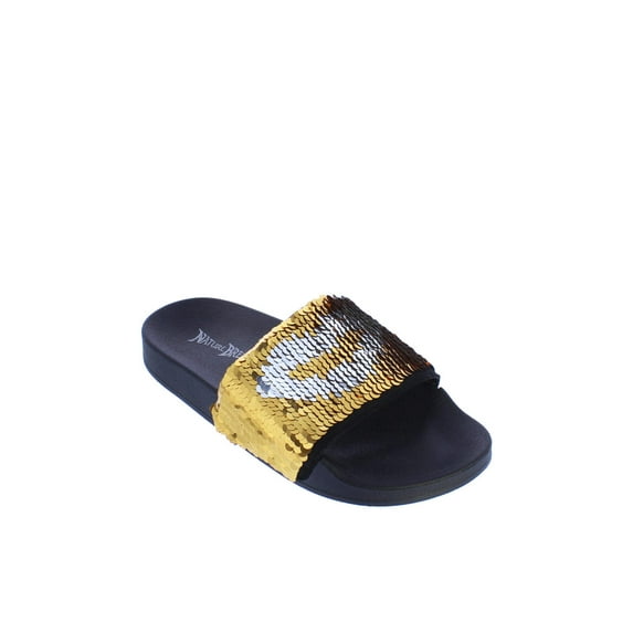 Nature Breeze Fluf-13 Sequin Fabric Slide Sandal in Bronze