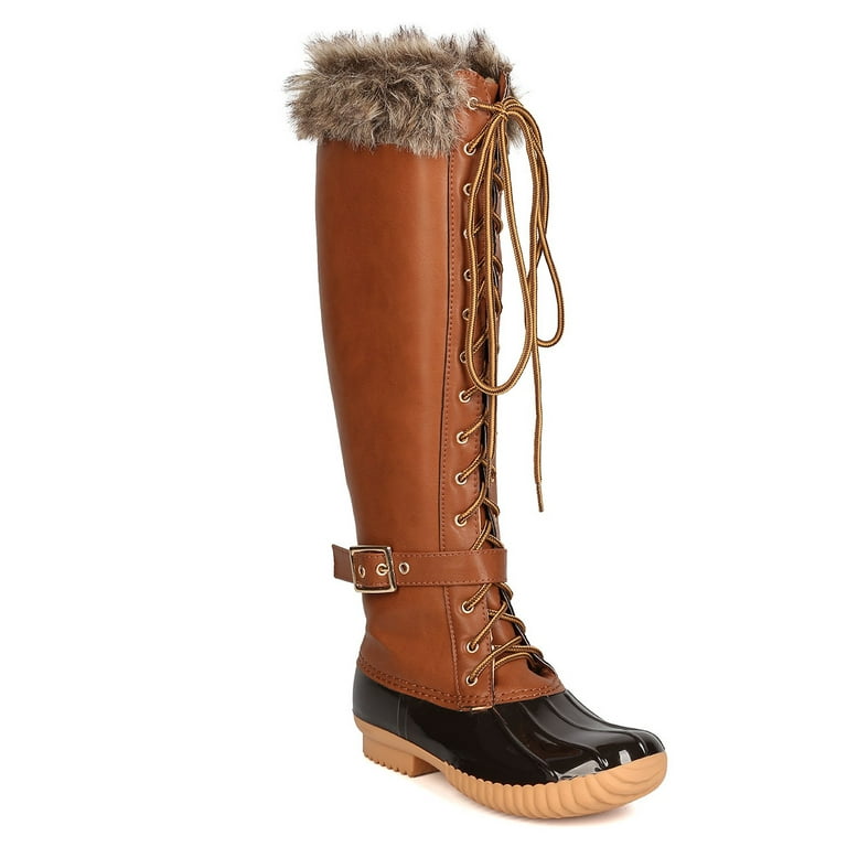 Nature Breeze GA24 Women Mixed Media Knee High Fur Trim Duck Boot Walmart
