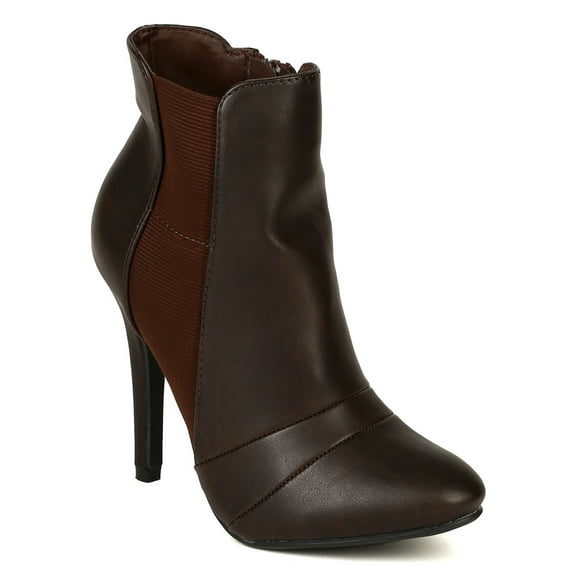 Nature Breeze Gabriella-01 New Women PU Almond Toe Chelsea Stiletto Ankle Bootie