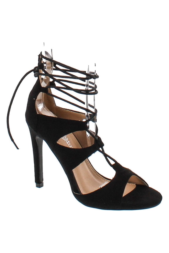 Nature Breeze Kent Women Lace Up Caged Gladiator Sandals With Zipper Closure