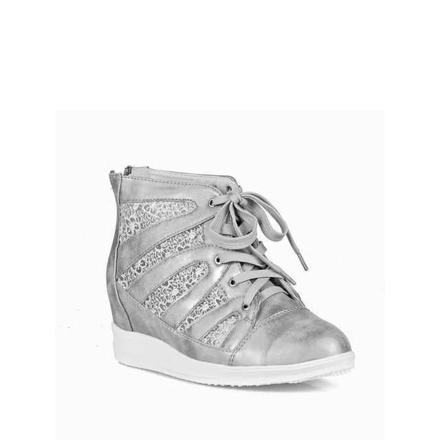 Nature Breeze Lace Women's Wedge Sneakers in Grey