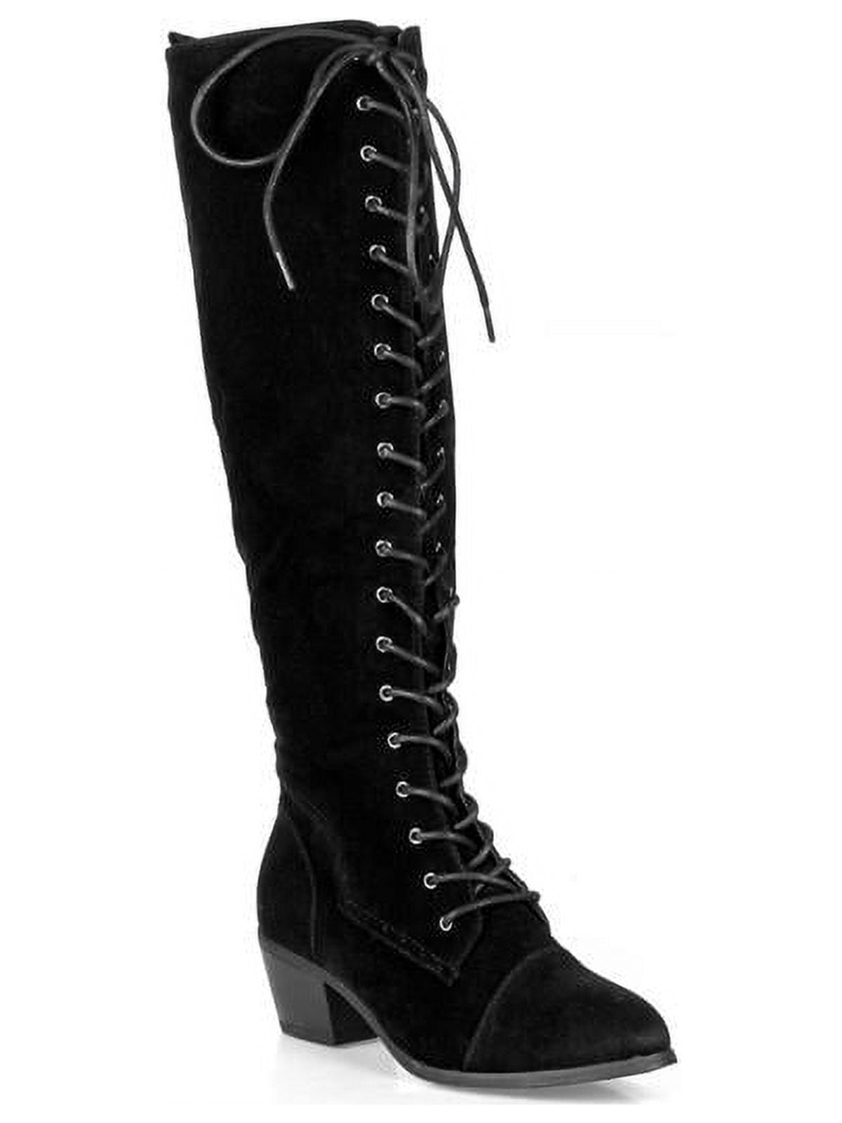 Nature Breeze Lace up Women's Combat Boots in Black - Walmart.com
