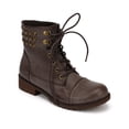 thumbnail image 1 of Nature Breeze Lug-25 New Women Brush Leatherette Stud Combat Motorcycle Bootie, 1 of 5