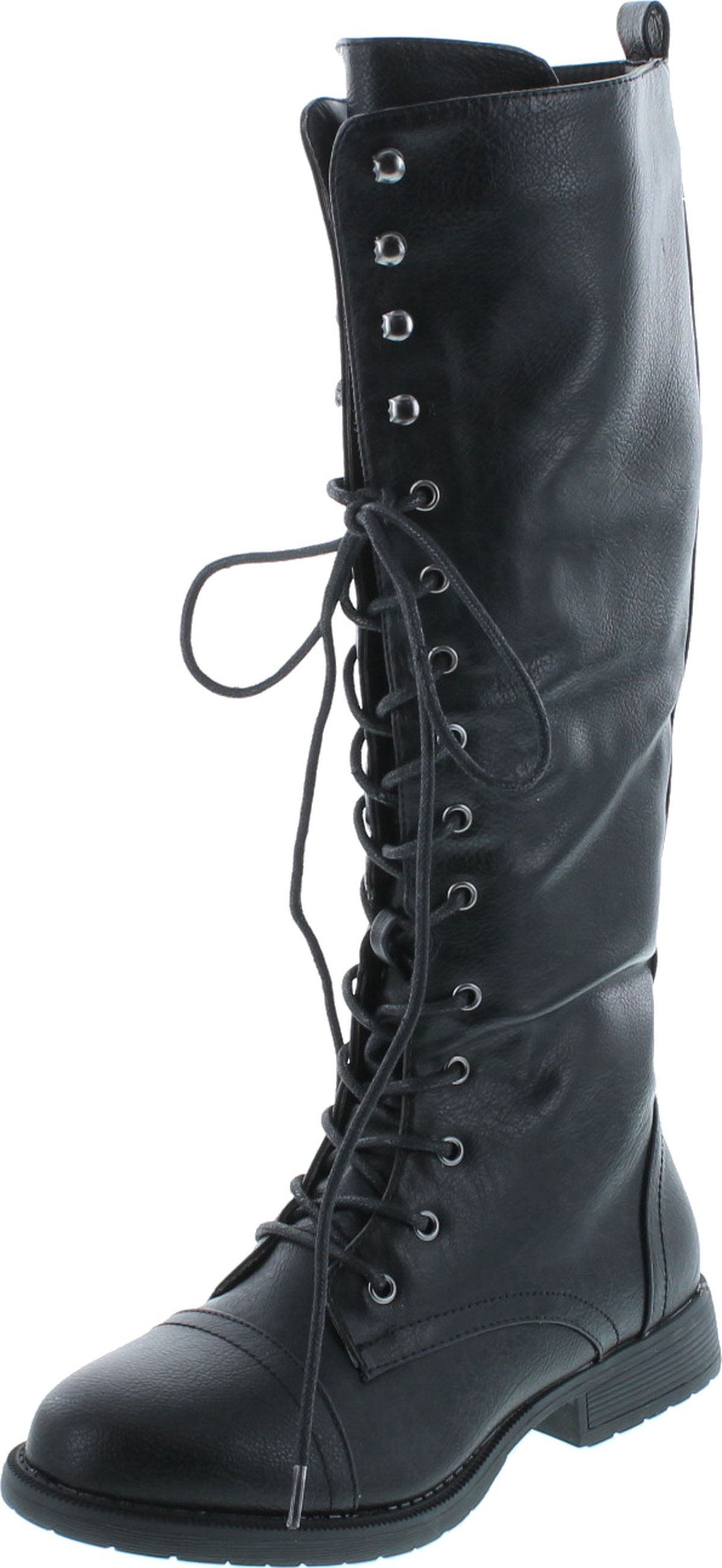 Nature Breeze Madge 02KH Womens Knee High Lace Up Combat Boots ...
