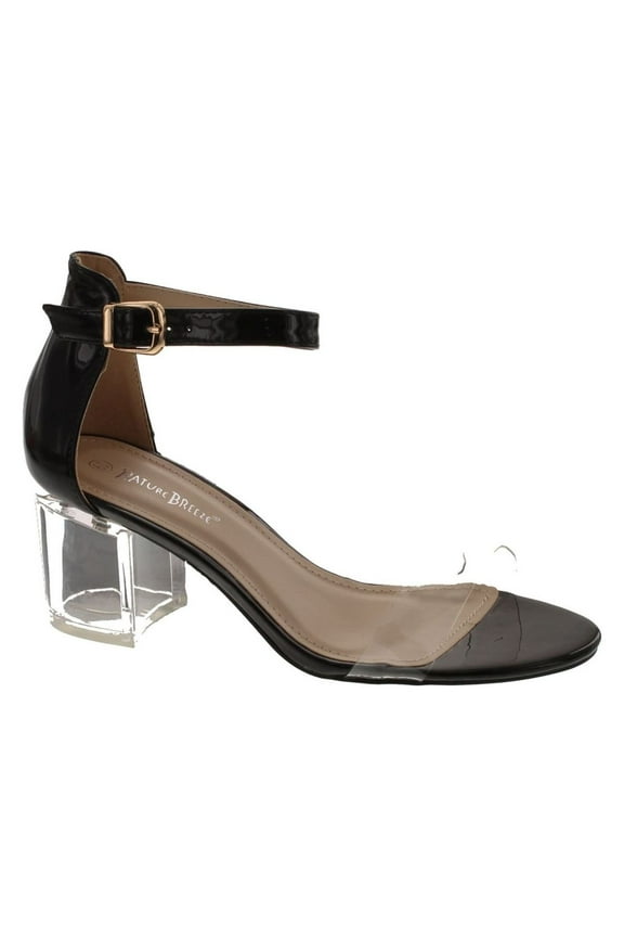 See Thru-01 Women's Lucite Chunky Heel Ankle Strap Dress Sandals