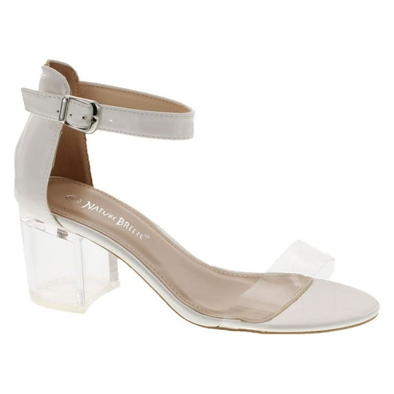 Nature Breeze See Thru-01 Women's Lucite Chunky Heel Ankle Strap Dress Sandals
