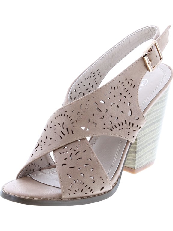 Nature Breeze Webber-04 Women's Leatherette Block Chunky Heel Open Toe Caged Ankle Booties Sandals