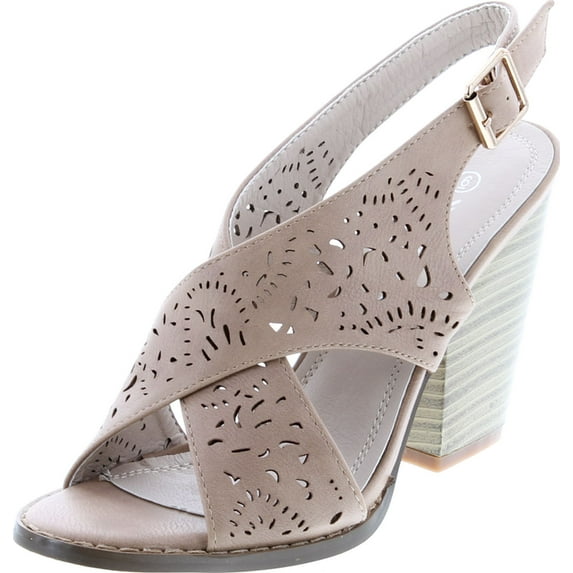 Nature Breeze Webber-04 Women's Leatherette Block Chunky Heel Open Toe Caged Ankle Booties Sandals