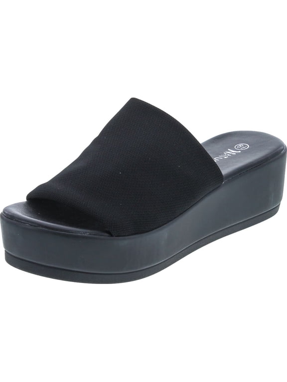 Women's Stretchy Slip On Peep Toe Backless Platform Sandals
