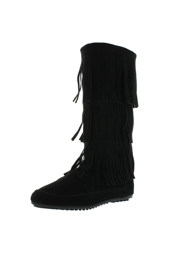 Womens Cherokee-03 Fringe Mocassin Faux Suede Boots