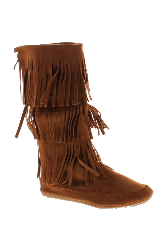 Womens Cherokee-03 Fringe Mocassin Faux Suede Boots