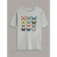 thumbnail image 1 of Nature Butterfly Graphic Tee Shirt Exquisite Collection Tops Shirt Short Sleeve Crew Neck Gray S-3XL, 1 of 5
