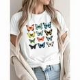 thumbnail image 1 of Nature Butterfly Graphic Tee Shirt Exquisite Collection Tops Shirt Short Sleeve Crew Neck White S-5XL, 1 of 5