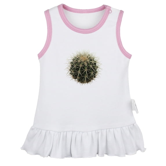 Nature Cactus Pattern Dresses For Baby, Newborn Babies Skirts, Infant Princess Dress, 0-24M Kids Graphic Clothes (White Sleeveless Dresses, 6-12 Months)