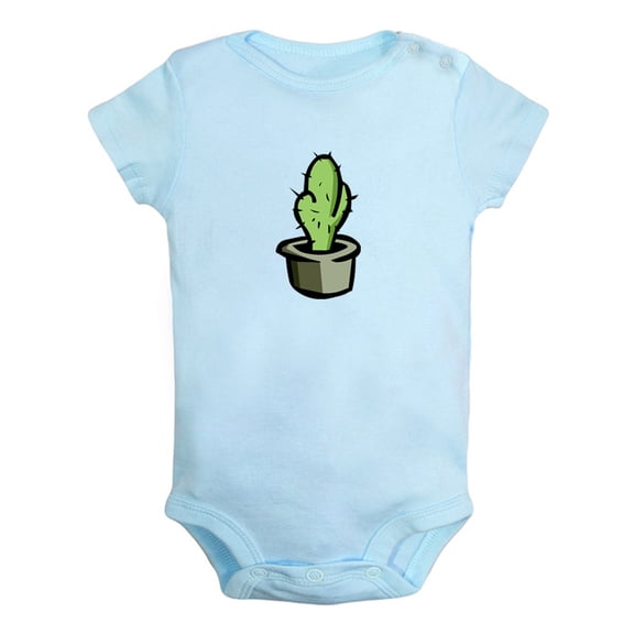 Nature Cactus Pattern Rompers For Babies, Newborn Baby Unisex Bodysuits, Infant Jumpsuits, Toddler 0-24 Months Kids One-Piece Oufits (Blue, 0-6 Months)
