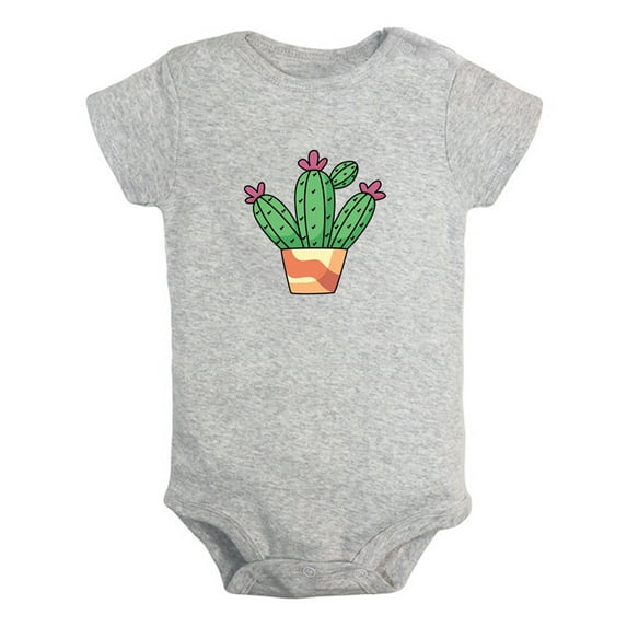 Nature Cactus Pattern Rompers For Babies, Newborn Baby Unisex Bodysuits, Infant Jumpsuits, Toddler 0-24 Months Kids One-Piece Oufits (Gray, 18-24 Months)