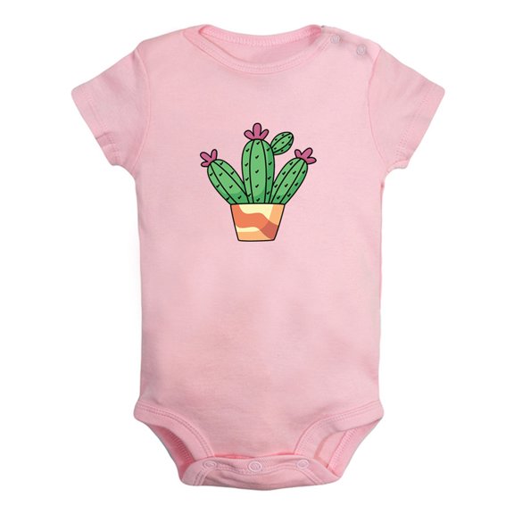 Nature Cactus Pattern Rompers For Babies, Newborn Baby Unisex Bodysuits, Infant Jumpsuits, Toddler 0-24 Months Kids One-Piece Oufits (Pink, 6-12 Months)