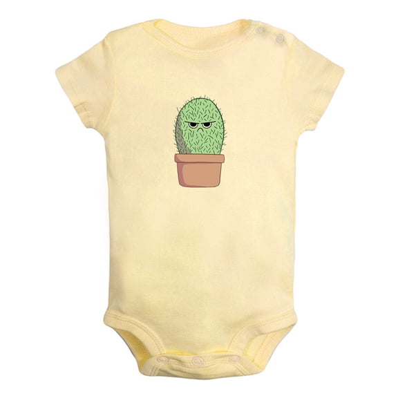 Nature Cactus Pattern Rompers For Babies, Newborn Baby Unisex Bodysuits, Infant Jumpsuits, Toddler 0-24 Months Kids One-Piece Oufits (Yellow, 0-6 Months)