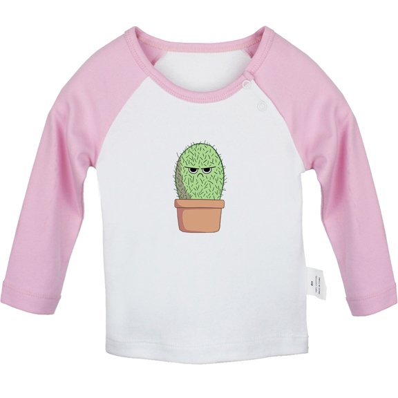 Nature Cactus Pattern T shirt For Baby, Newborn Babies T-shirts, Infant Tops, 0-24M Kids Graphic Tees Clothing (Long Pink Raglan T-shirt, 0-6 Months)