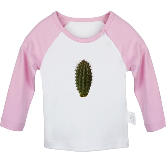 Nature Cactus Pattern T shirt For Baby, Newborn Babies T-shirts, Infant Tops, 0-24M Kids Graphic Tees Clothing (Long Pink Raglan T-shirt, 6-12 Months)