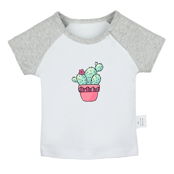 Nature Cactus Pattern T shirt For Baby, Newborn Babies T-shirts, Infant Tops, 0-24M Kids Graphic Tees Clothing (Short Gray Raglan T-shirt, 18-24 Months)