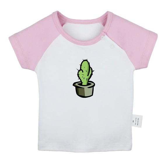 Nature Cactus Pattern T shirt For Baby, Newborn Babies T-shirts, Infant Tops, 0-24M Kids Graphic Tees Clothing (Short Pink Raglan T-shirt, 0-6 Months)