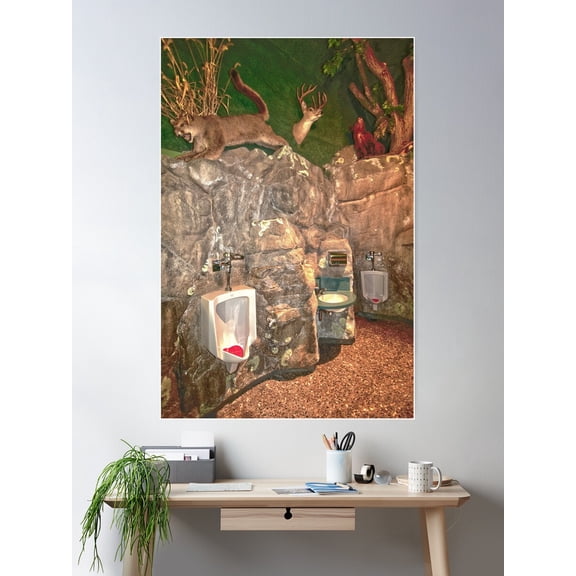 Nature Calls - Bathroom In Spring Hill, Wisconsin Poster Wall Art, Modern Wall Decor For Living Room Bedroom, 12x18 UNFRAMED