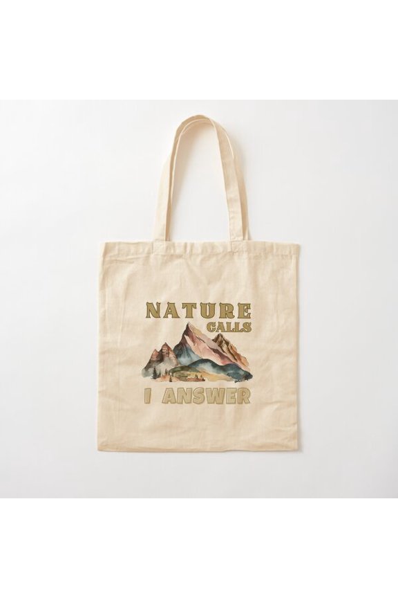 Nature Calls, I Answer. Mountain Pass Canvas Tote Bags, Reusable Shopping Bag